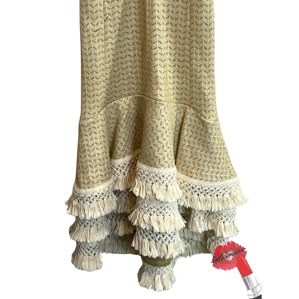 3.1 Phillip Lim Dress Women 6 Crochet Knit Fringe Straw Tan Natural Lyst Coastal - Picture 4 of 16